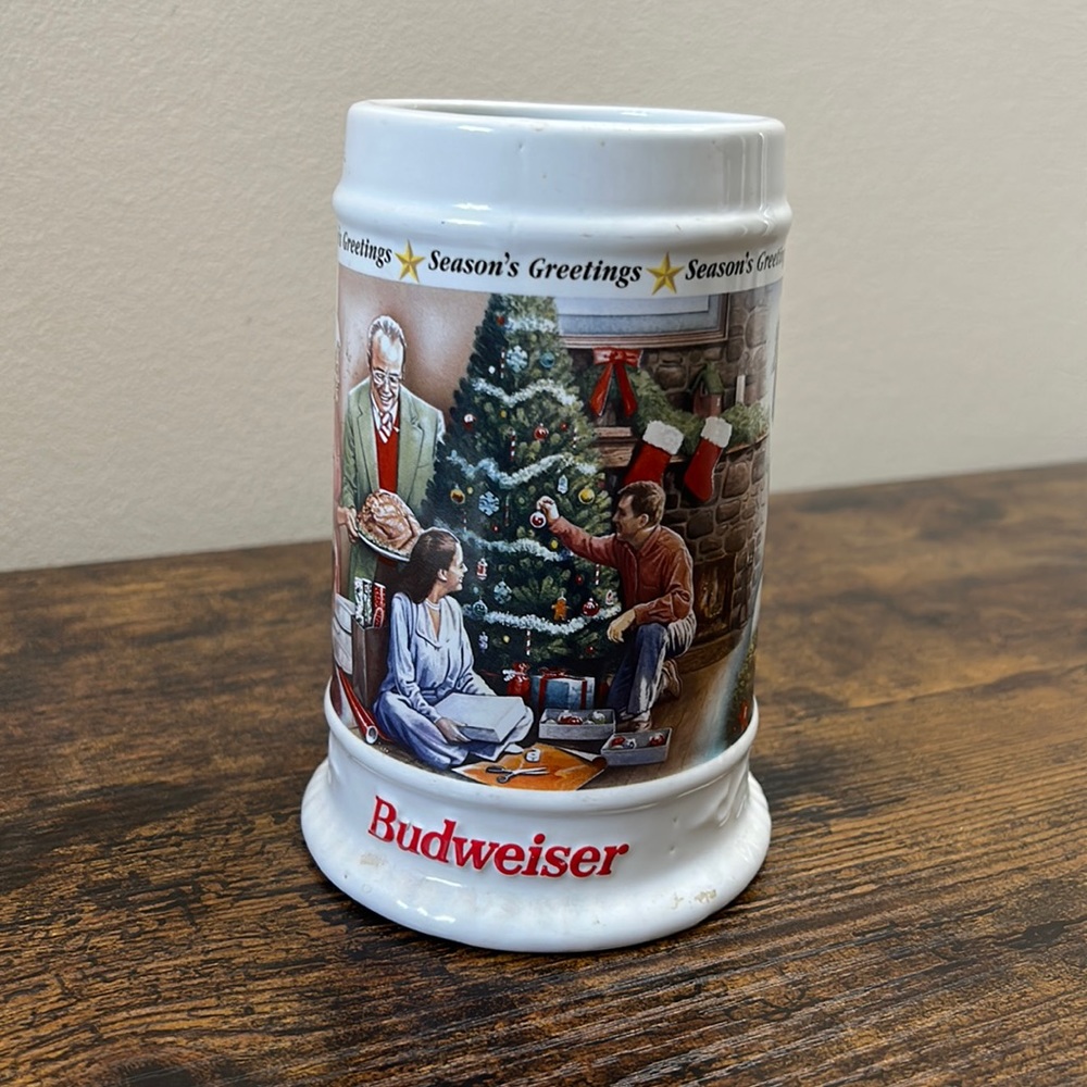 Vintage 1997 Collectors Series - Budweiser Holiday Beer Stein